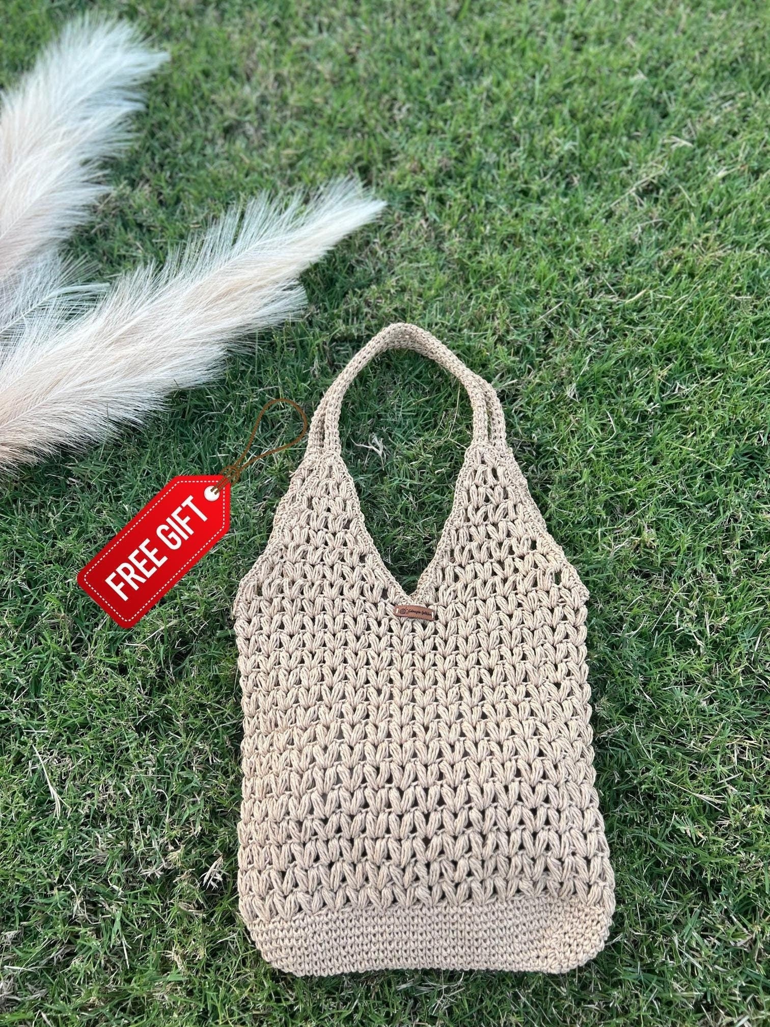 Handmade Knitted Tote Bag , Sustainable Ecofriendly Knitted Raffia Handbag,Brown Raffia Bag,Women Bag,Artisan-made,Straw Bag,Christmas Gift