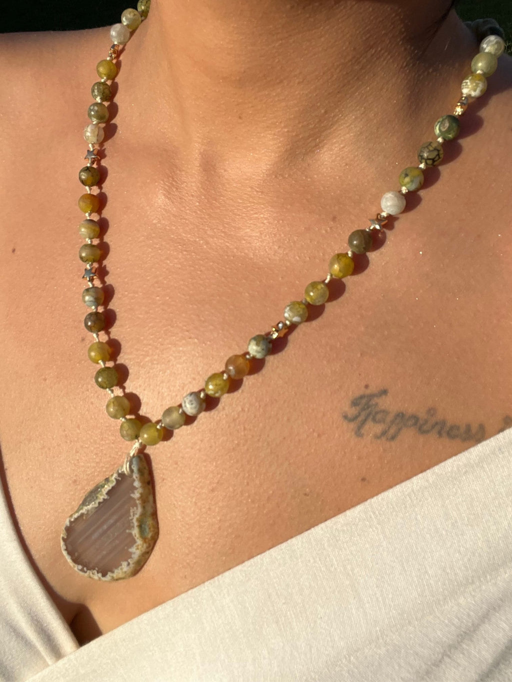 Agate-Citrine Stones , Yellow Necklace , Women Jewelry , Handmade Natural Stone Necklace , Unique Birthday Gift , Christmas Gift
