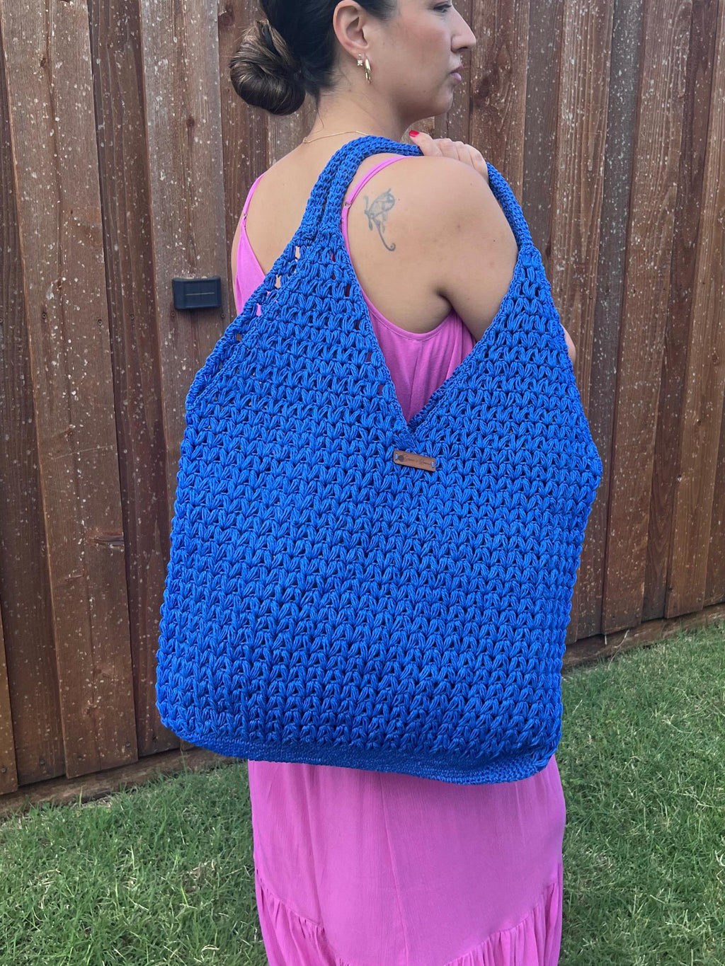Blue Handmade Knitted Raffia Bag Large Tote Bag Women bag Artisan Made handbag Natural Straw bag Birthday Gift Daily Use women bag