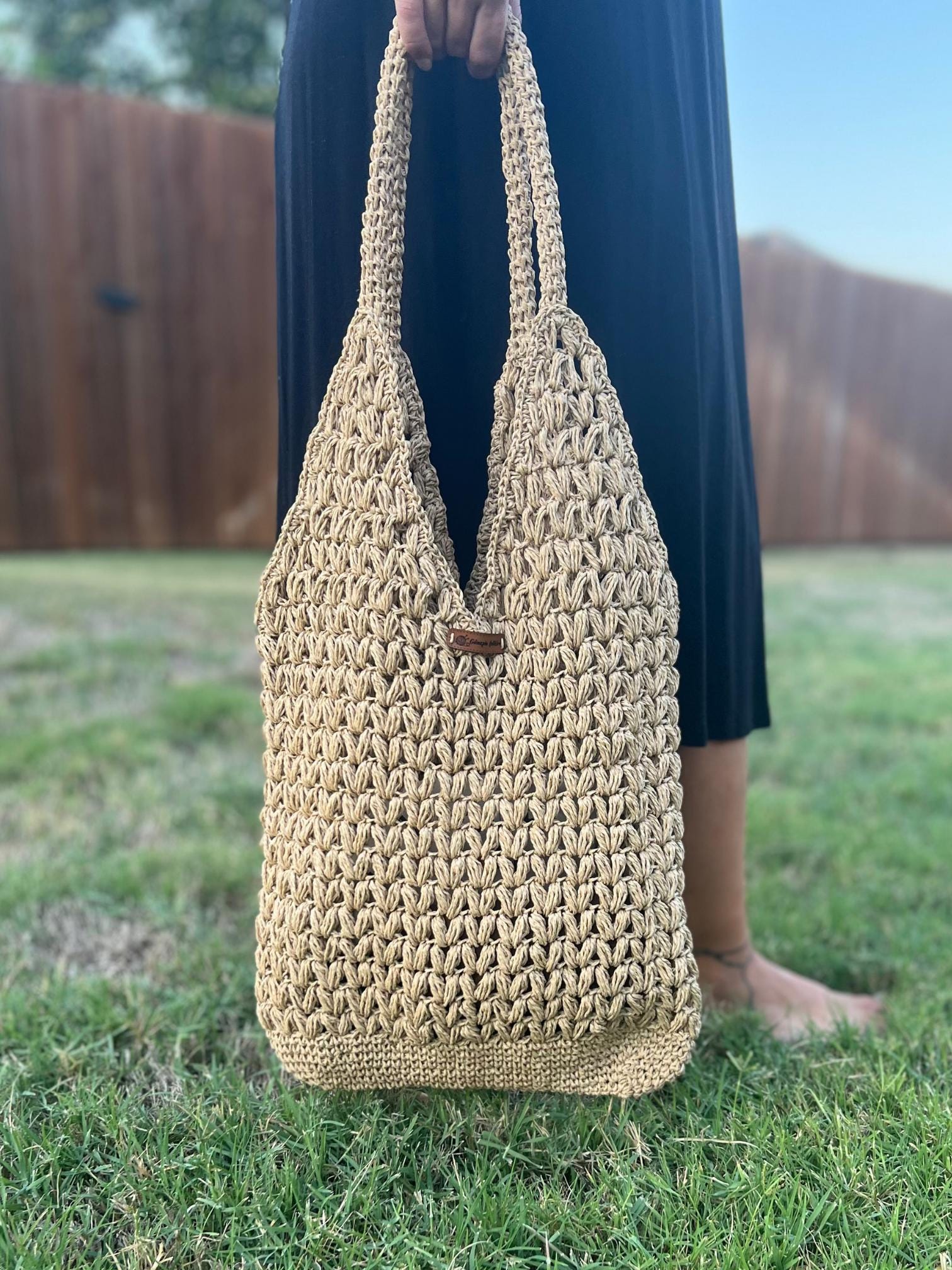 Handmade Knitted Tote Bag ,  Sustainable Ecofriendly Knitted Raffia Handbag,Brown Raffia Bag,Women Bag,Artisan-made,Straw Bag,Christmas Gift