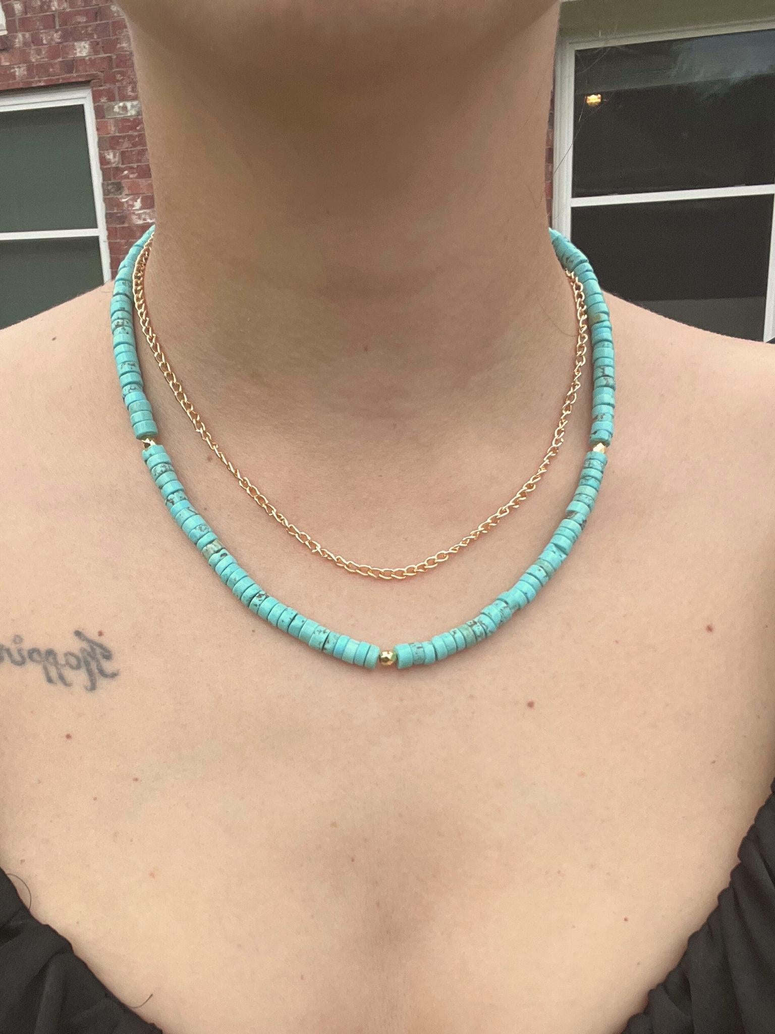 Blue Women Jewelry , Handmade Gemstone Necklace , Multi-strand Turquoise Necklace , Semi-precious Stones , Unique Christmas Gift