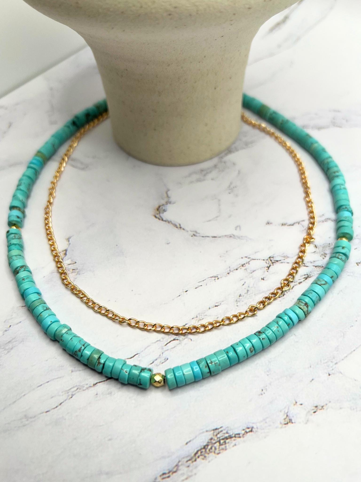 Blue Women Jewelry , Handmade Gemstone Necklace , Multi-strand Turquoise Necklace , Semi-precious Stones , Unique Christmas Gift