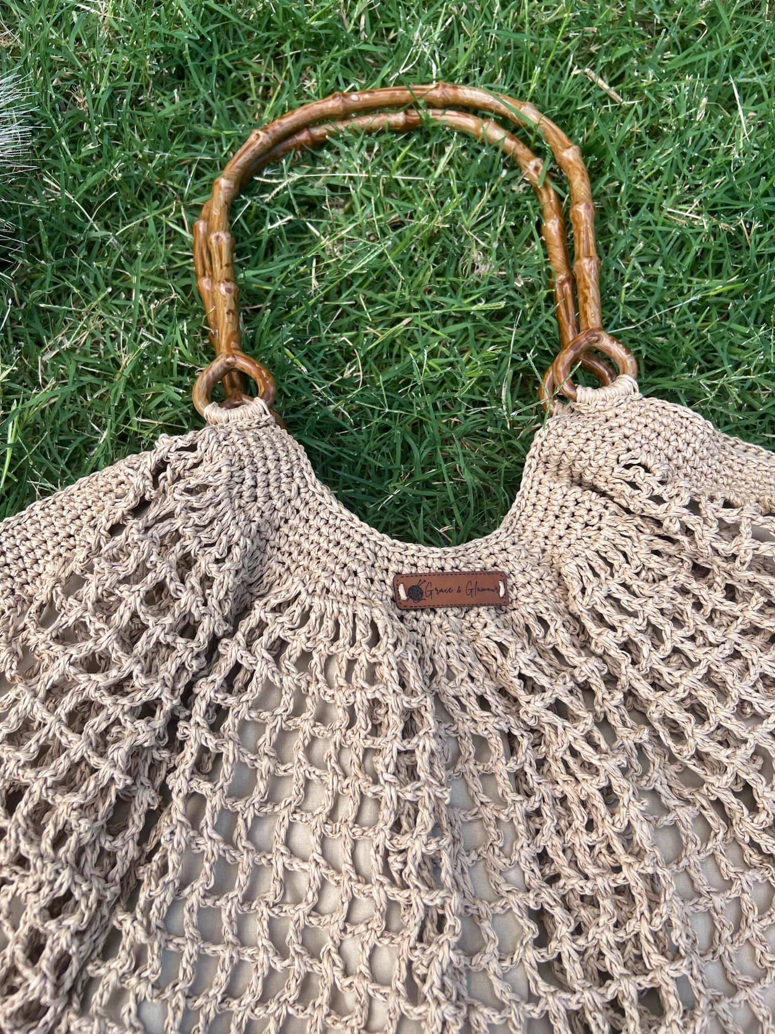 Bone Handle Natural Handmade Knitted Raffia Bag with inter-lining Large Tote Bag Women bag Artisan Made handbag Birthday Gift