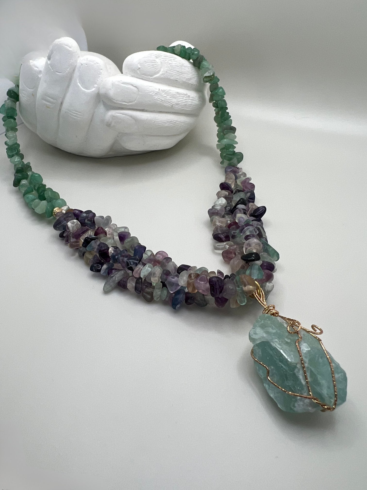Jewelry for Women Handmade Multi-strand Necklace Fluorite Aventurine Aquamarine Special Gift Christmas Gift