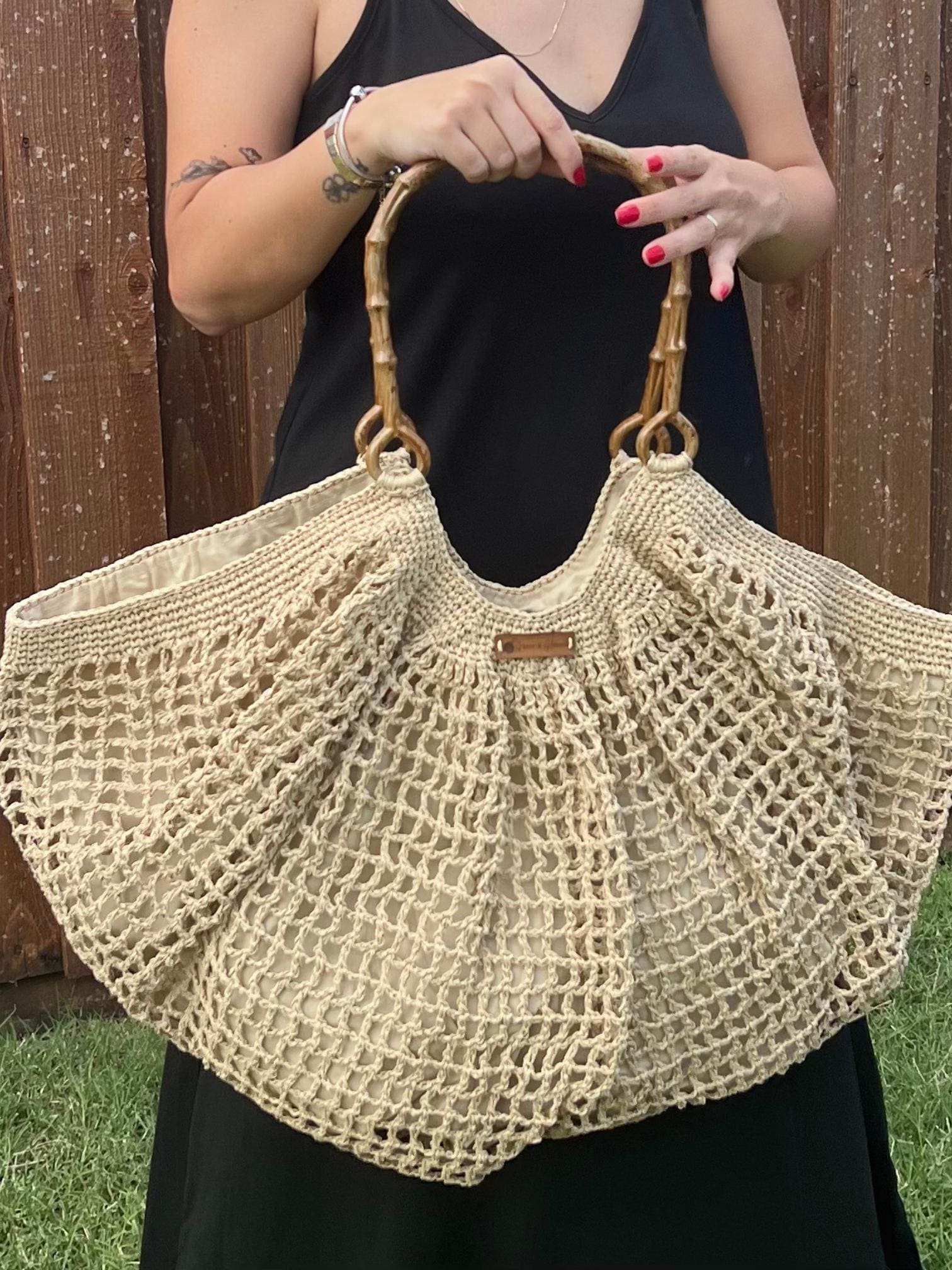 Bone Handle Natural Handmade Knitted Raffia Bag with inter-lining Large Tote Bag Women bag Artisan Made handbag Birthday Gift