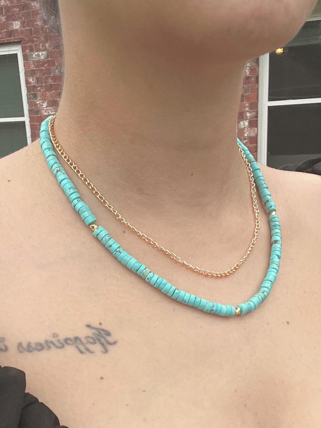 Blue Women Jewelry , Handmade Gemstone Necklace , Multi-strand Turquoise Necklace , Semi-precious Stones , Unique Christmas Gift