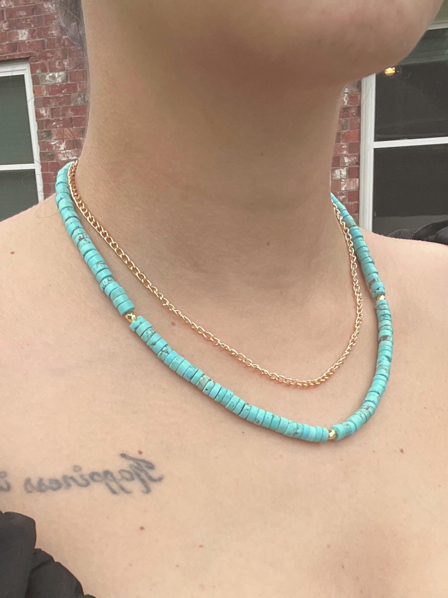 Blue Women Jewelry , Handmade Gemstone Necklace , Multi-strand Turquoise Necklace , Semi-precious Stones , Unique Christmas Gift