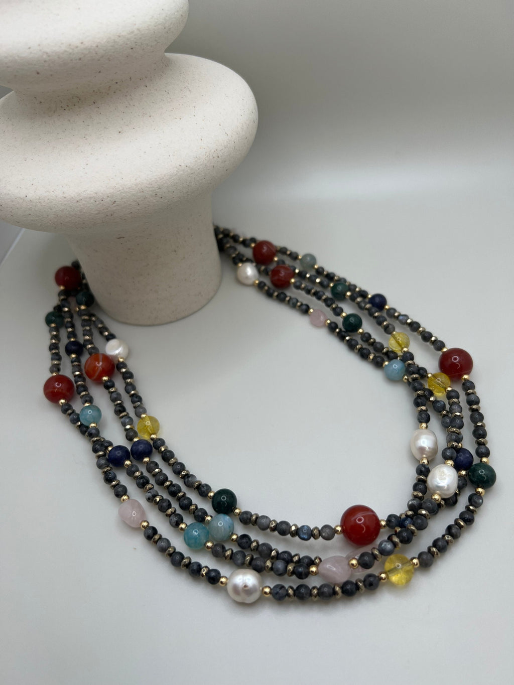 Women Jewelry, Handmade Multi-Gemstone Necklace , Agate , Citrine , Labradorite Crystal , Adjustable Necklace , Unique Christmas Gift