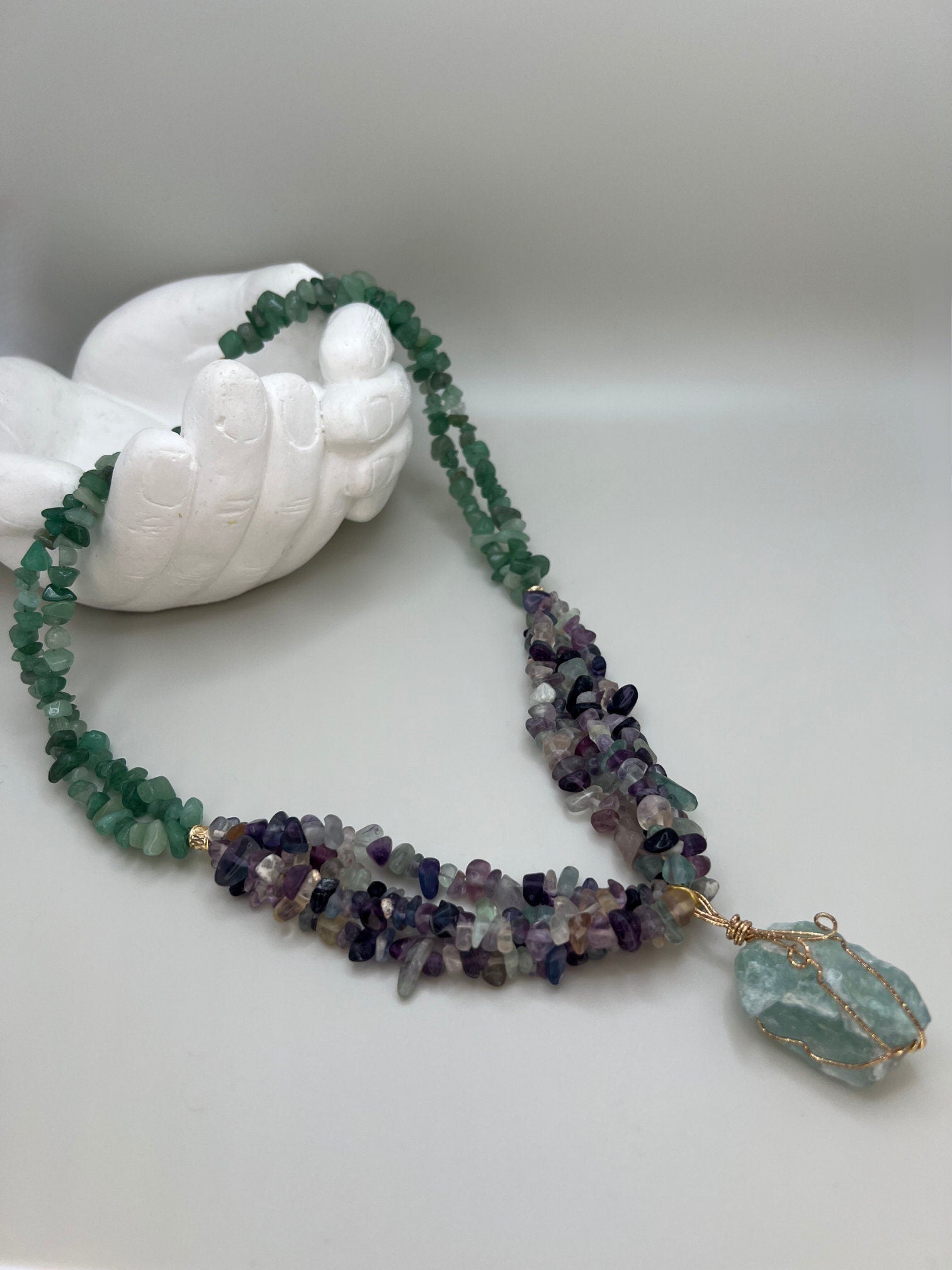 Jewelry for Women Handmade Multi-strand Necklace Fluorite Aventurine Aquamarine Special Gift Christmas Gift