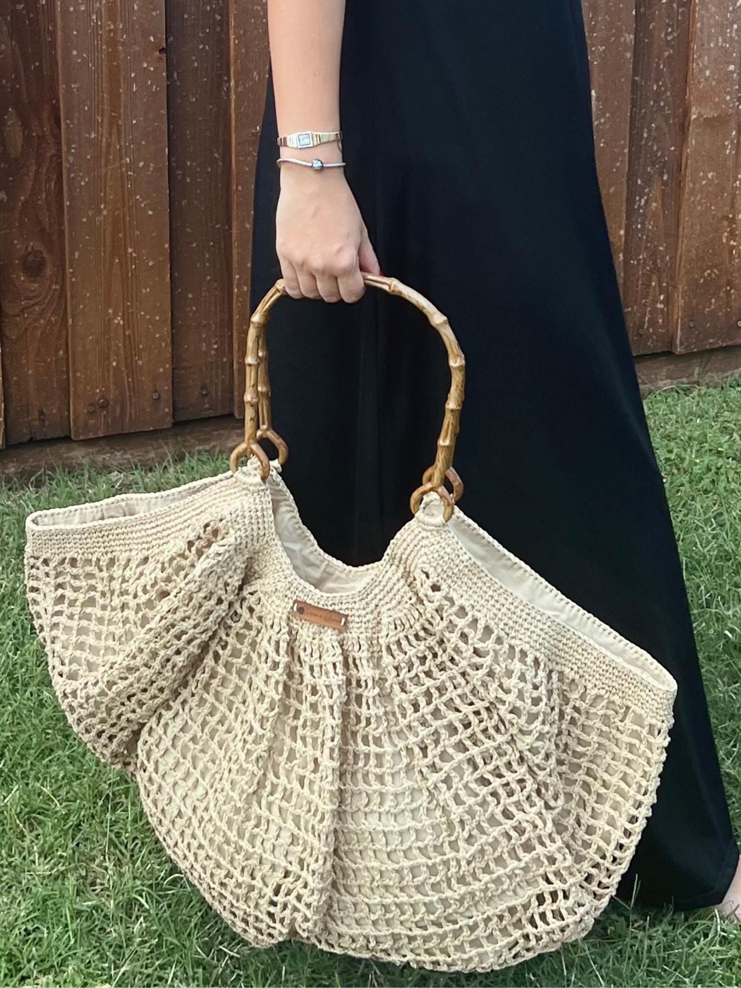 Bone Handle Natural Handmade Knitted Raffia Bag with inter-lining Large Tote Bag Women bag Artisan Made handbag Birthday Gift