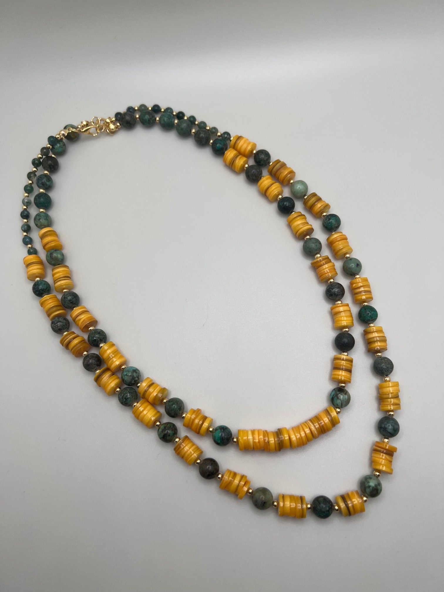 Jewelry for women , Multi-strand Necklace , Handcrafted Jewelry , African Turquoise, Fimo Agate, Unique Birthday gift , Halloween Gift