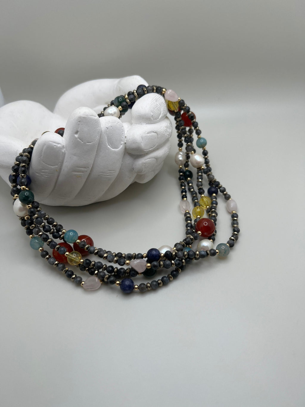 Women Jewelry, Handmade Multi-Gemstone Necklace , Agate , Citrine , Labradorite Crystal , Adjustable Necklace , Unique Christmas Gift