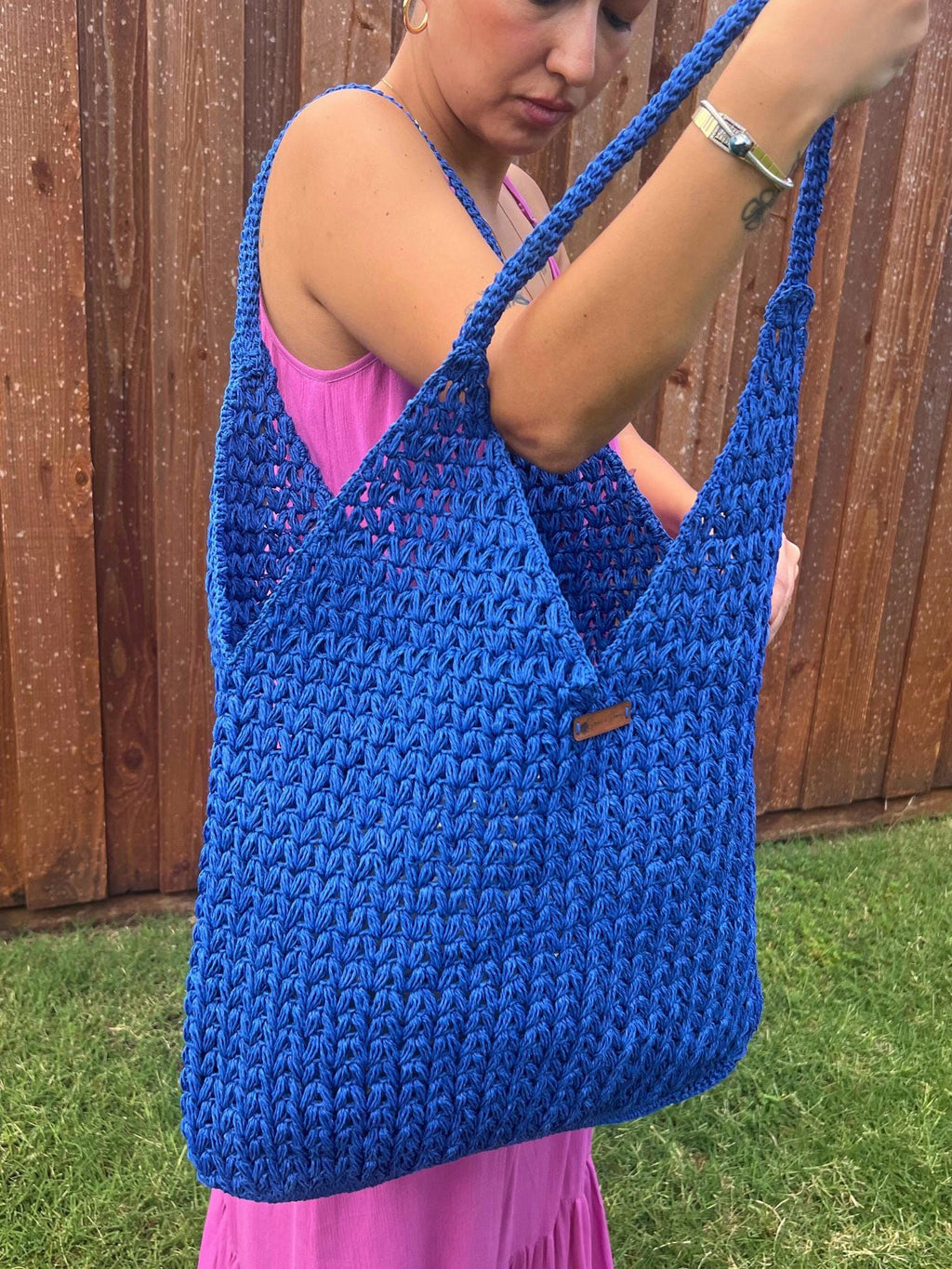 Blue Handmade Knitted Raffia Bag Large Tote Bag Women bag Artisan Made handbag Natural Straw bag Birthday Gift Daily Use women bag