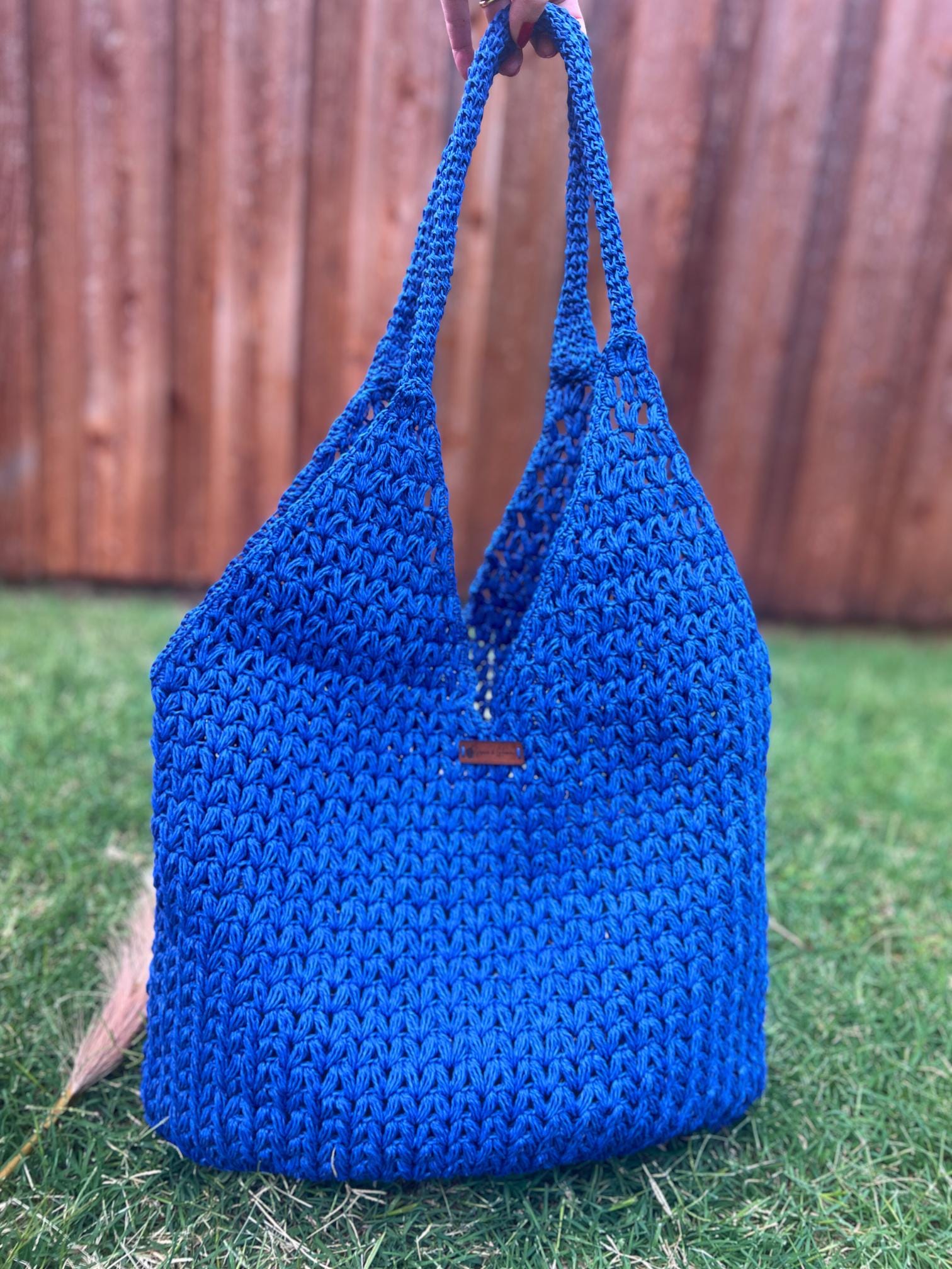 Blue Handmade Knitted Raffia Bag Large Tote Bag Women bag Artisan Made handbag Natural Straw bag Birthday Gift Daily Use women bag
