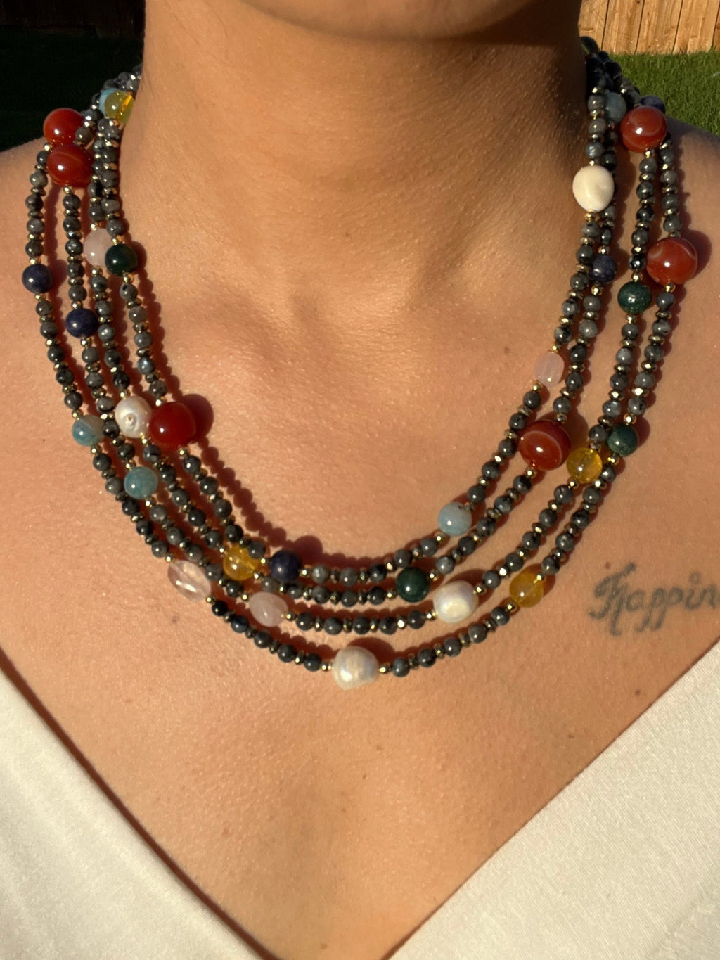 Women Jewelry, Handmade Multi-Gemstone Necklace , Agate , Citrine , Labradorite Crystal , Adjustable Necklace , Unique Christmas Gift