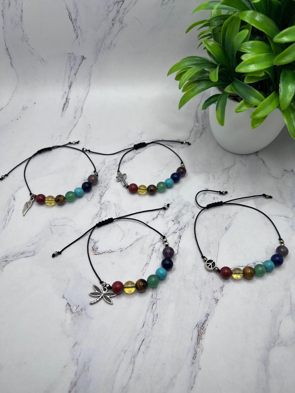 Adjustable Chakra Bracelet with Charm , Women Jewelry , Handmade Bracelet , Natural Stone Bracelets , Unique Birthday Gift , Christmas Gift