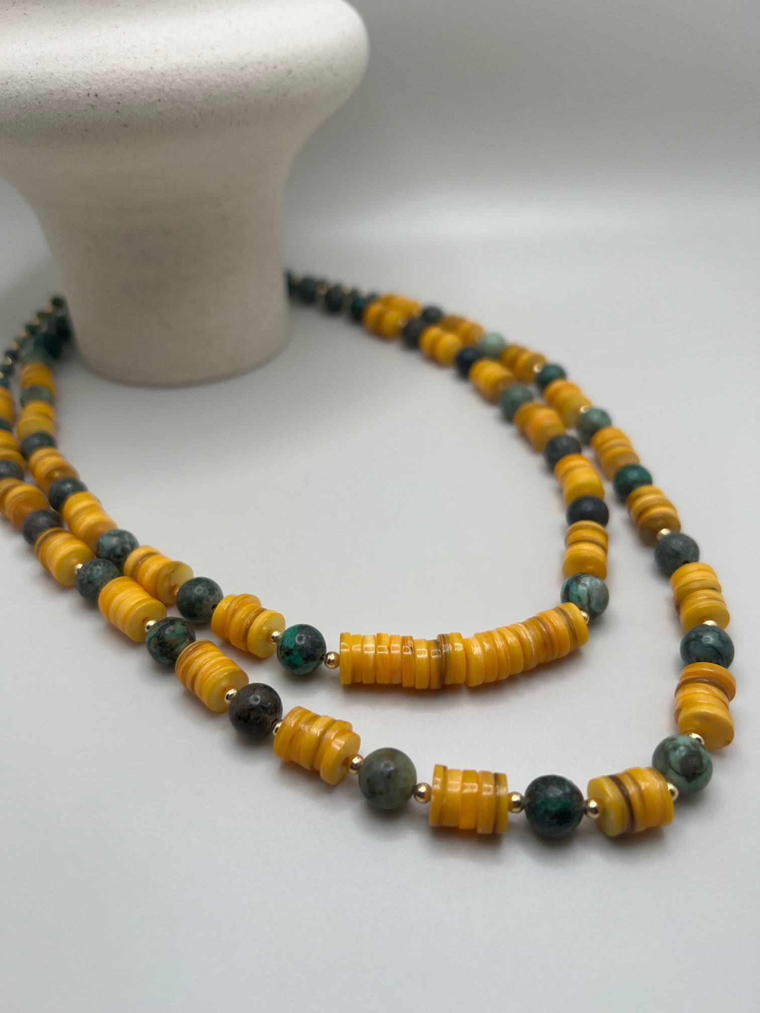 Jewelry for women , Multi-strand Necklace , Handcrafted Jewelry , African Turquoise, Fimo Agate, Unique Birthday gift , Halloween Gift