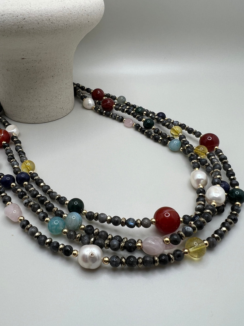Women Jewelry, Handmade Multi-Gemstone Necklace , Agate , Citrine , Labradorite Crystal , Adjustable Necklace , Unique Christmas Gift