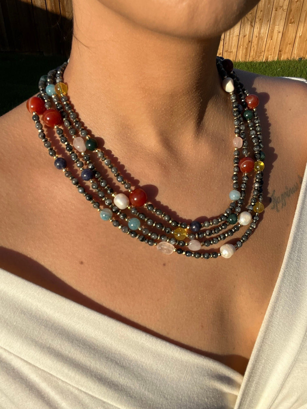 Women Jewelry, Handmade Multi-Gemstone Necklace , Agate , Citrine , Labradorite Crystal , Adjustable Necklace , Unique Christmas Gift