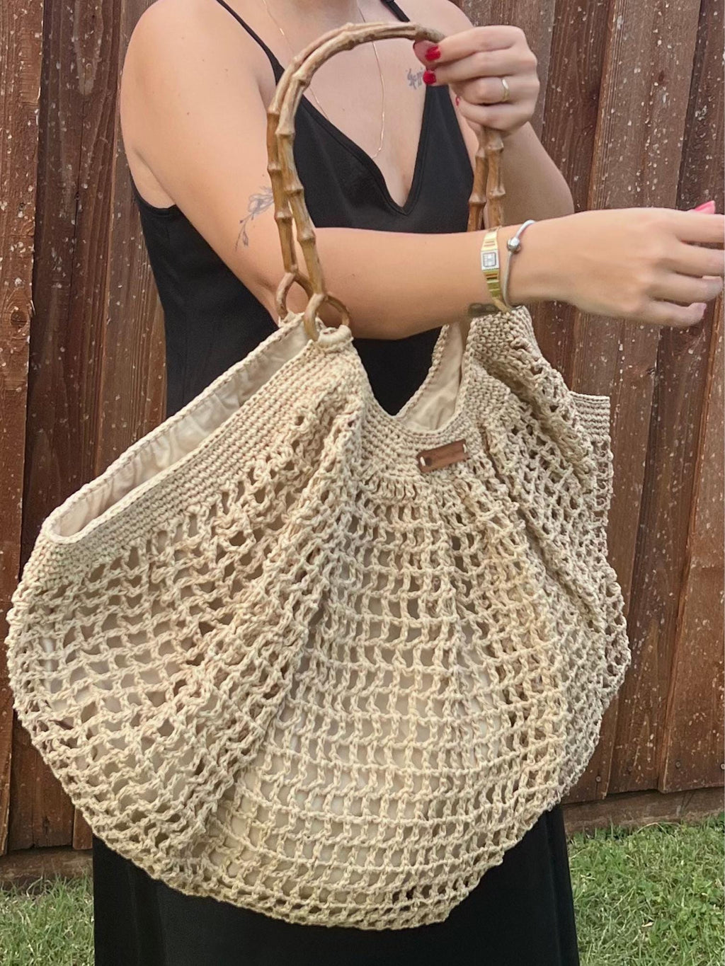 Bone Handle Natural Handmade Knitted Raffia Bag with inter-lining Large Tote Bag Women bag Artisan Made handbag Birthday Gift