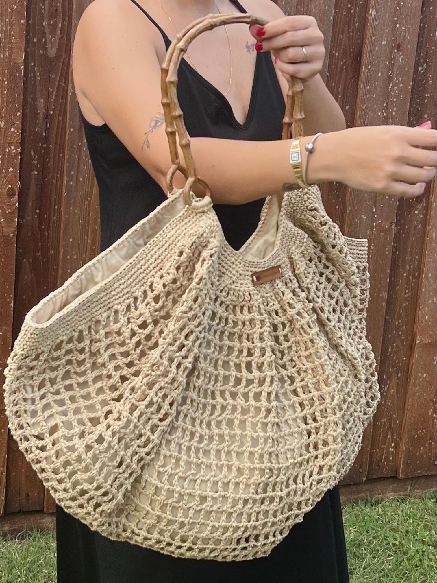 Bone Handle Natural Handmade Knitted Raffia Bag with inter-lining Large Tote Bag Women bag Artisan Made handbag Birthday Gift