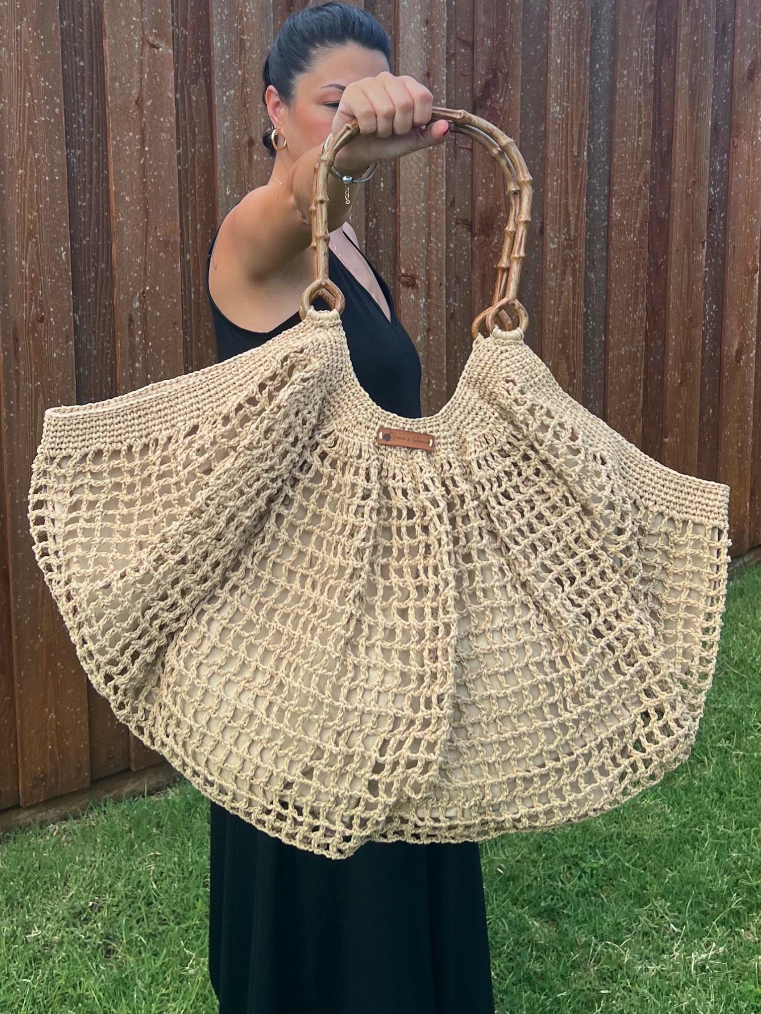 Bone Handle Natural Handmade Knitted Raffia Bag with inter-lining Large Tote Bag Women bag Artisan Made handbag Birthday Gift