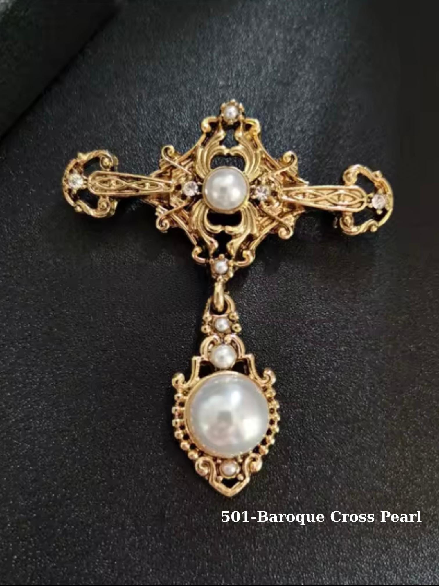 Fashion Brooches for Women Retro Vintage Cross Pearl Unique Creative Suit Pin Jewelry Everyday Use Gift for Her