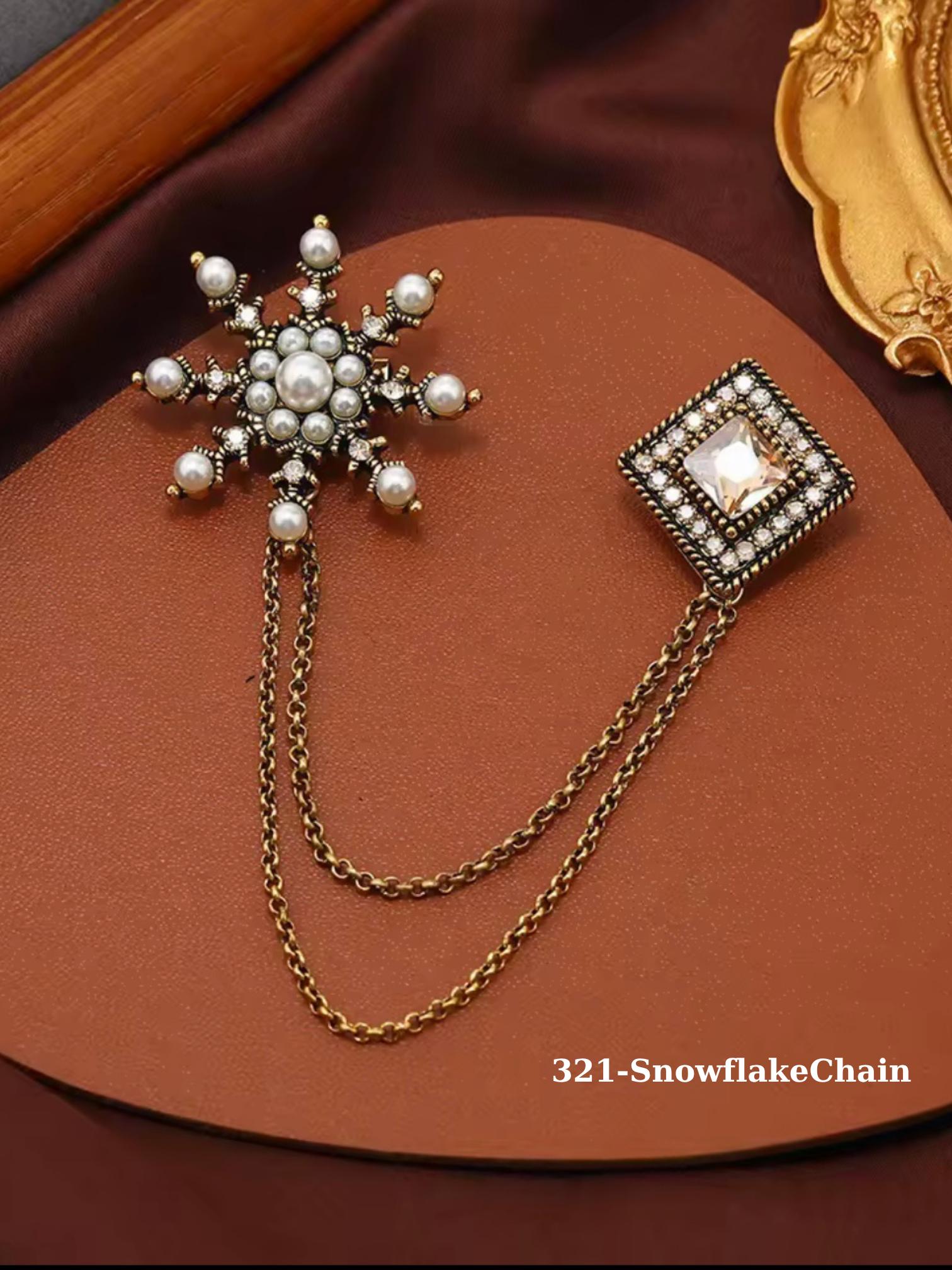 Fashion Brooches for Women Retro Vintage Cross Pearl Unique Creative Suit Pin Jewelry Everyday Use Gift for Her