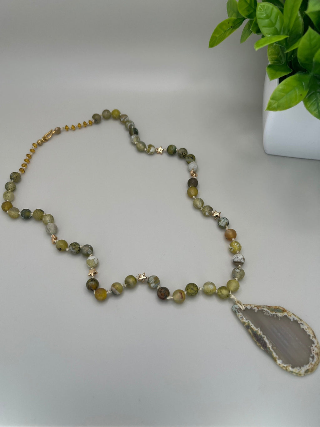 Agate-Citrine Stones , Yellow Necklace , Women Jewelry , Handmade Natural Stone Necklace , Unique Birthday Gift , Christmas Gift