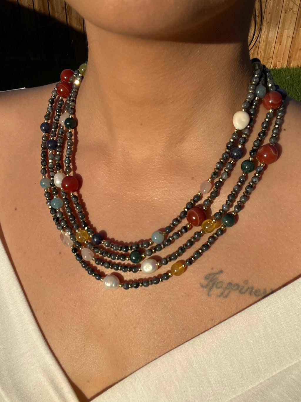 Women Jewelry, Handmade Multi-Gemstone Necklace , Agate , Citrine , Labradorite Crystal , Adjustable Necklace , Unique Christmas Gift