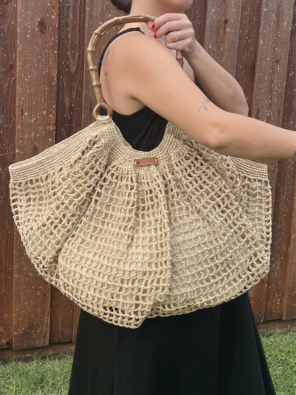 Bone Handle Natural Handmade Knitted Raffia Bag with inter-lining Large Tote Bag Women bag Artisan Made handbag Birthday Gift