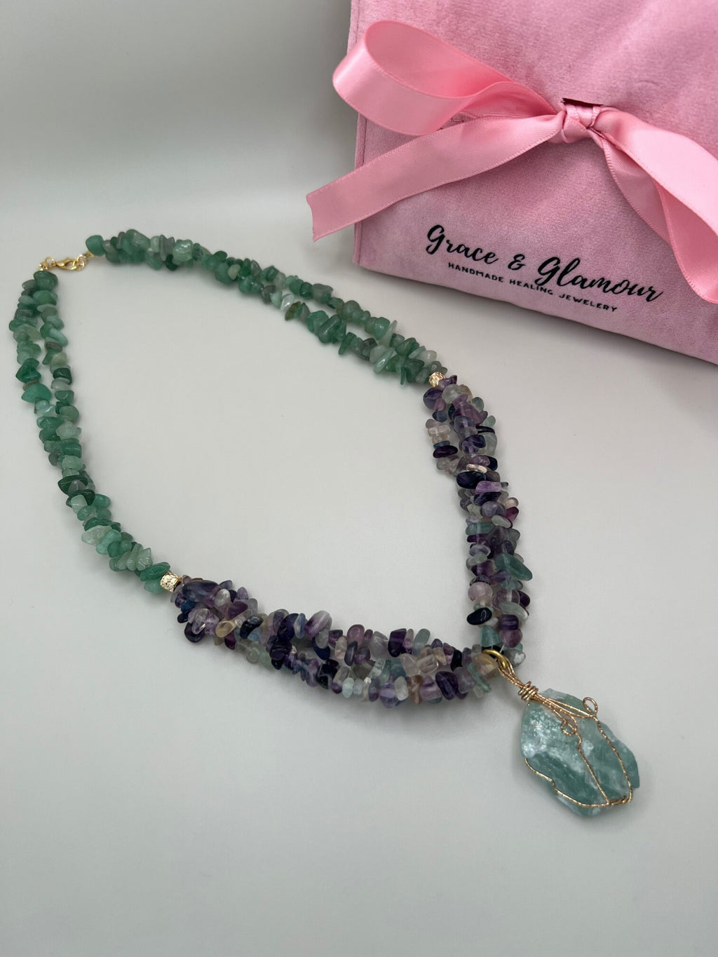 Jewelry for Women Handmade Multi-strand Necklace Fluorite Aventurine Aquamarine Special Gift Christmas Gift