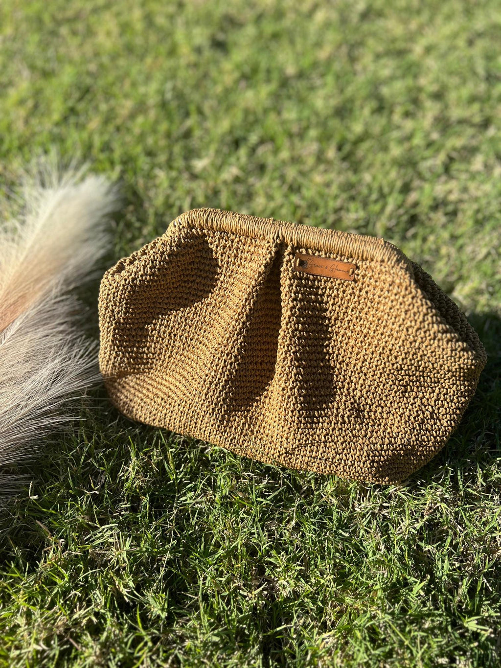 Raffia Pouch Clutch, Handmade Knitted Raffia Bag, Clutch, Charity, bag, Artisan Made handbag, Natural Straw bag, Wicker Bridal Clutch Bag,