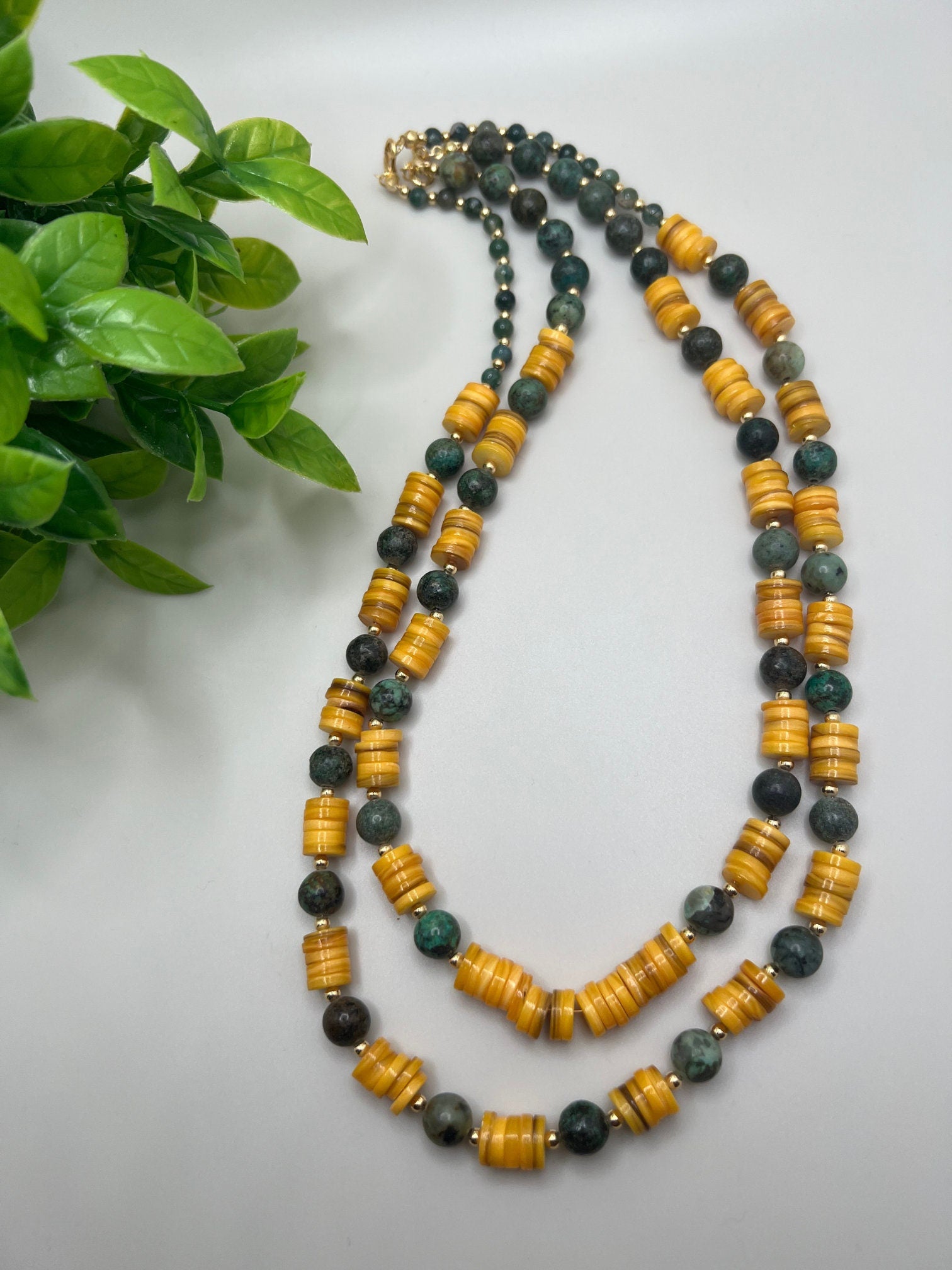 Jewelry for women , Multi-strand Necklace , Handcrafted Jewelry , African Turquoise, Fimo Agate, Unique Birthday gift , Halloween Gift