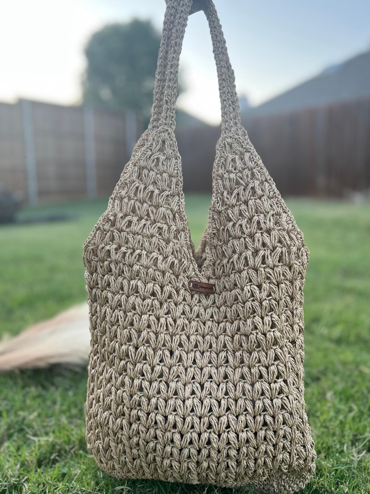 Handmade Knitted Tote Bag ,  Sustainable Ecofriendly Knitted Raffia Handbag,Brown Raffia Bag,Women Bag,Artisan-made,Straw Bag,Christmas Gift