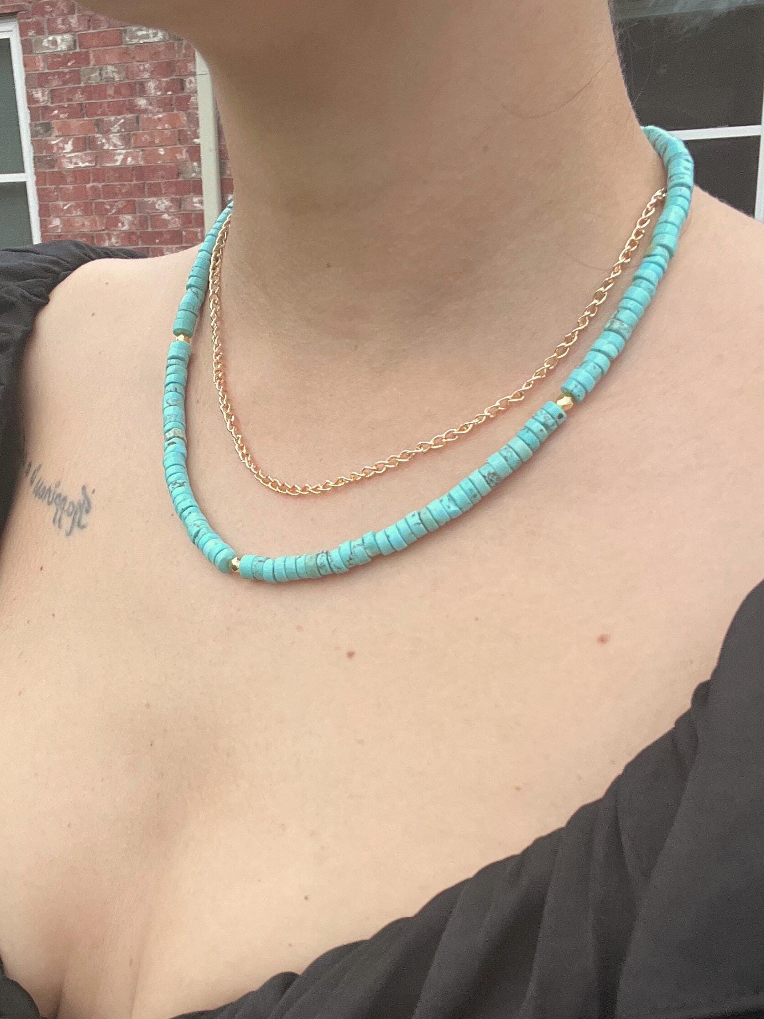 Blue Women Jewelry , Handmade Gemstone Necklace , Multi-strand Turquoise Necklace , Semi-precious Stones , Unique Christmas Gift